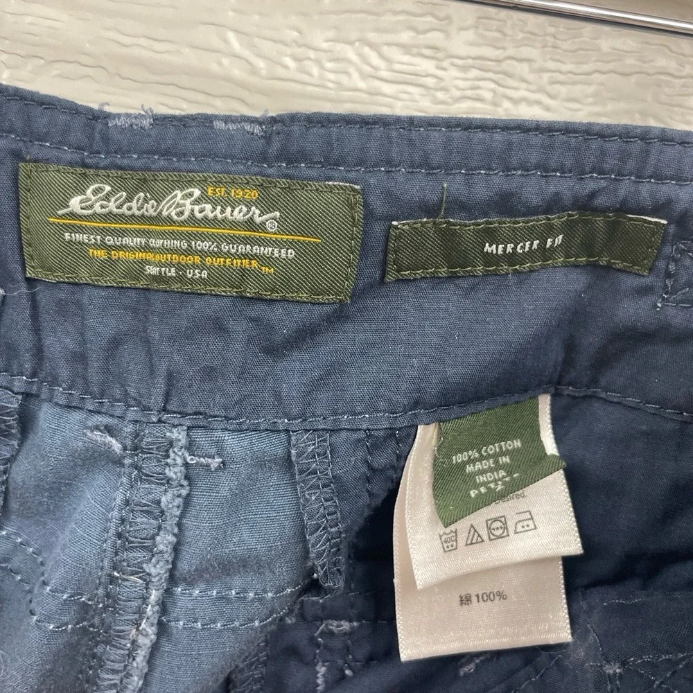 Eddie Bauer Blue Drawstring Hem‎ Cargo  Mercer Fit Bermuda Shorts Petite 2